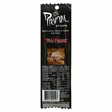 PRIMAL STRIPS MEATLESS JERKY, THAI PNUT 00185439